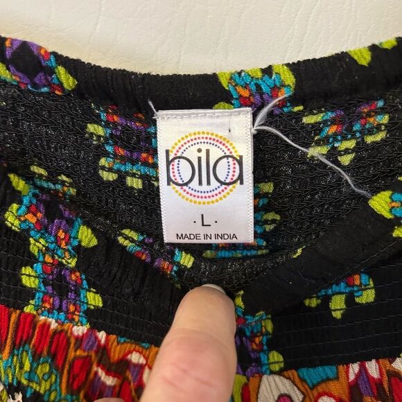 Bila Womens large Boho Hippie Mixed Print Handkerchief Hem Maxi Skirt peasant pr - Picture 6 of 10